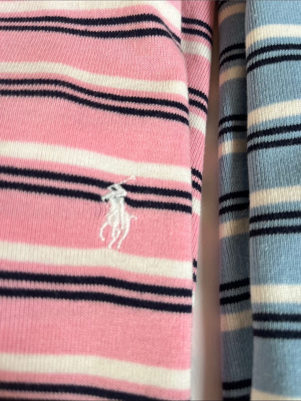 Ralph Lauren polo’s 3 top bundle of Pink, Light Blue & Brown/beige Striped - Picture 5 of 9